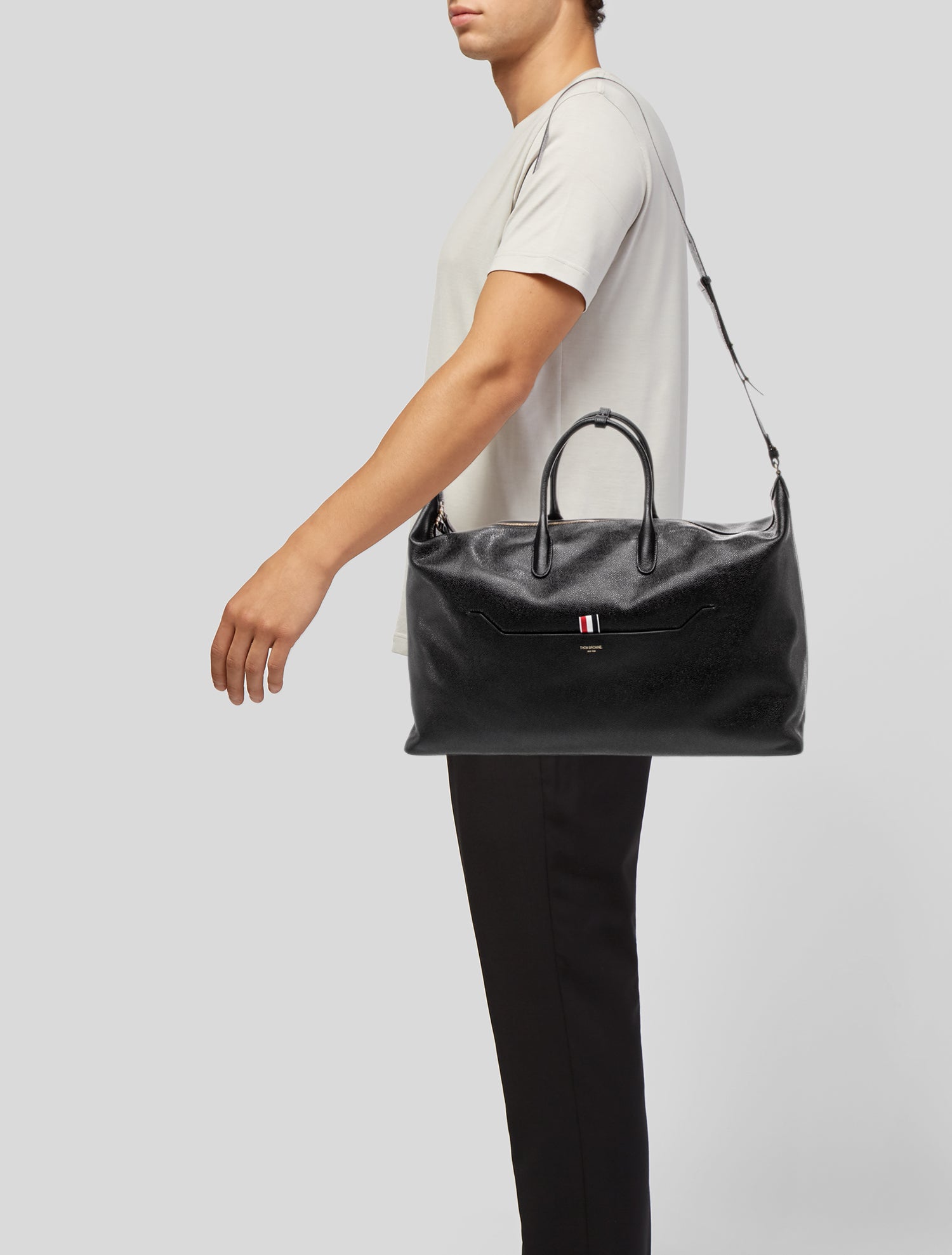 Thom Browne Leather Weekender Bag