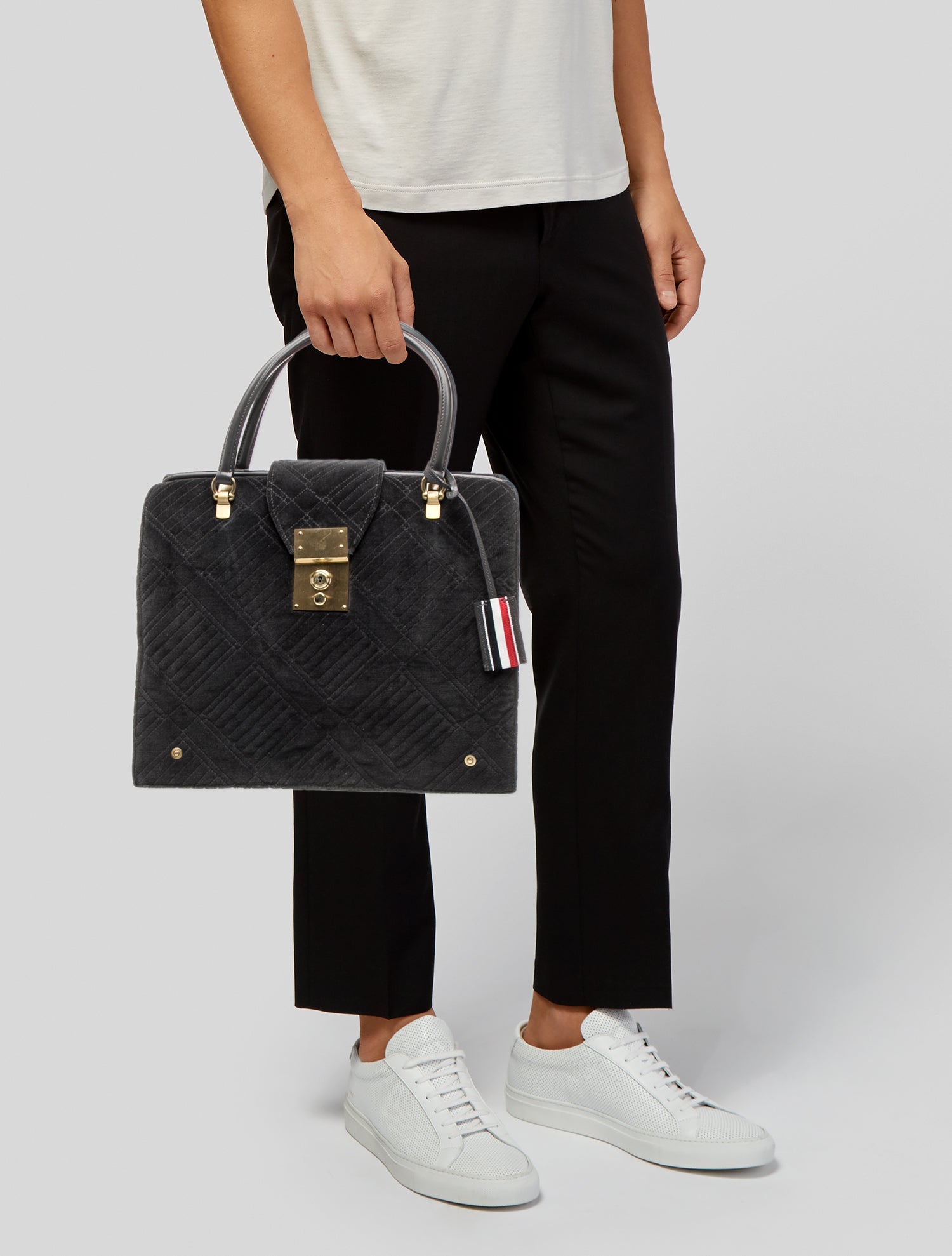 Thom Browne Velvet Top Handle Bag