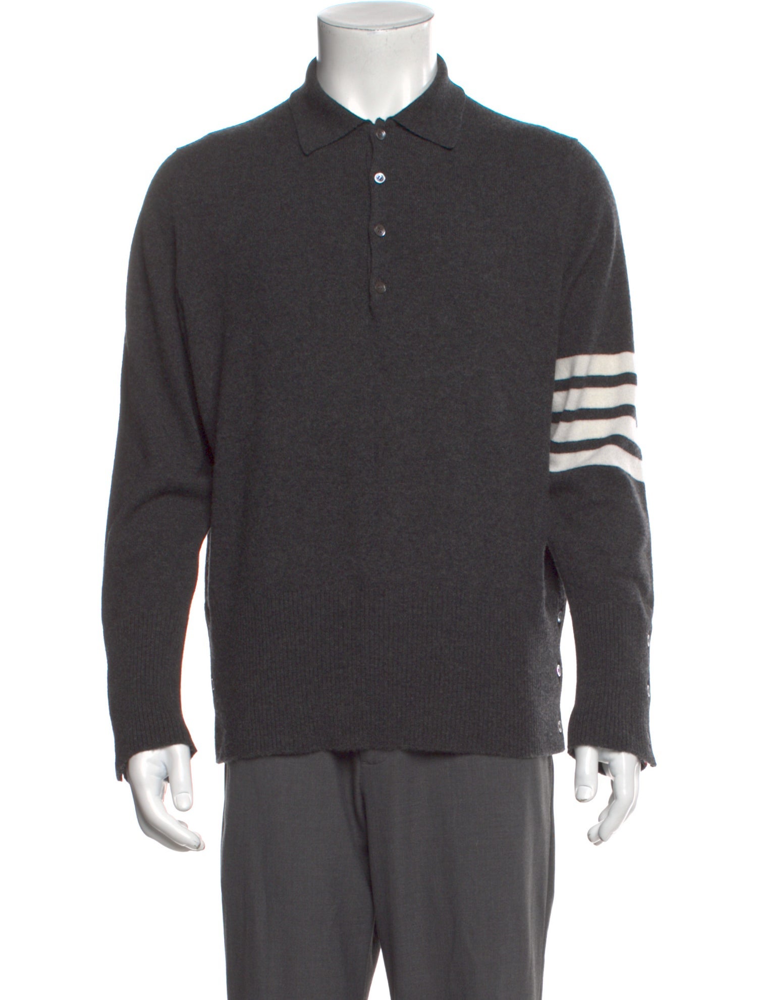 Thom Browne 4 Bar Stripe Cashmere Polo Sweater
