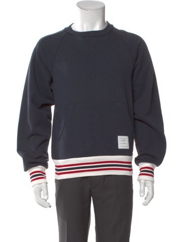 Pre-owned Thom Browne Striped Crew Neck Sweatshirt In Blue