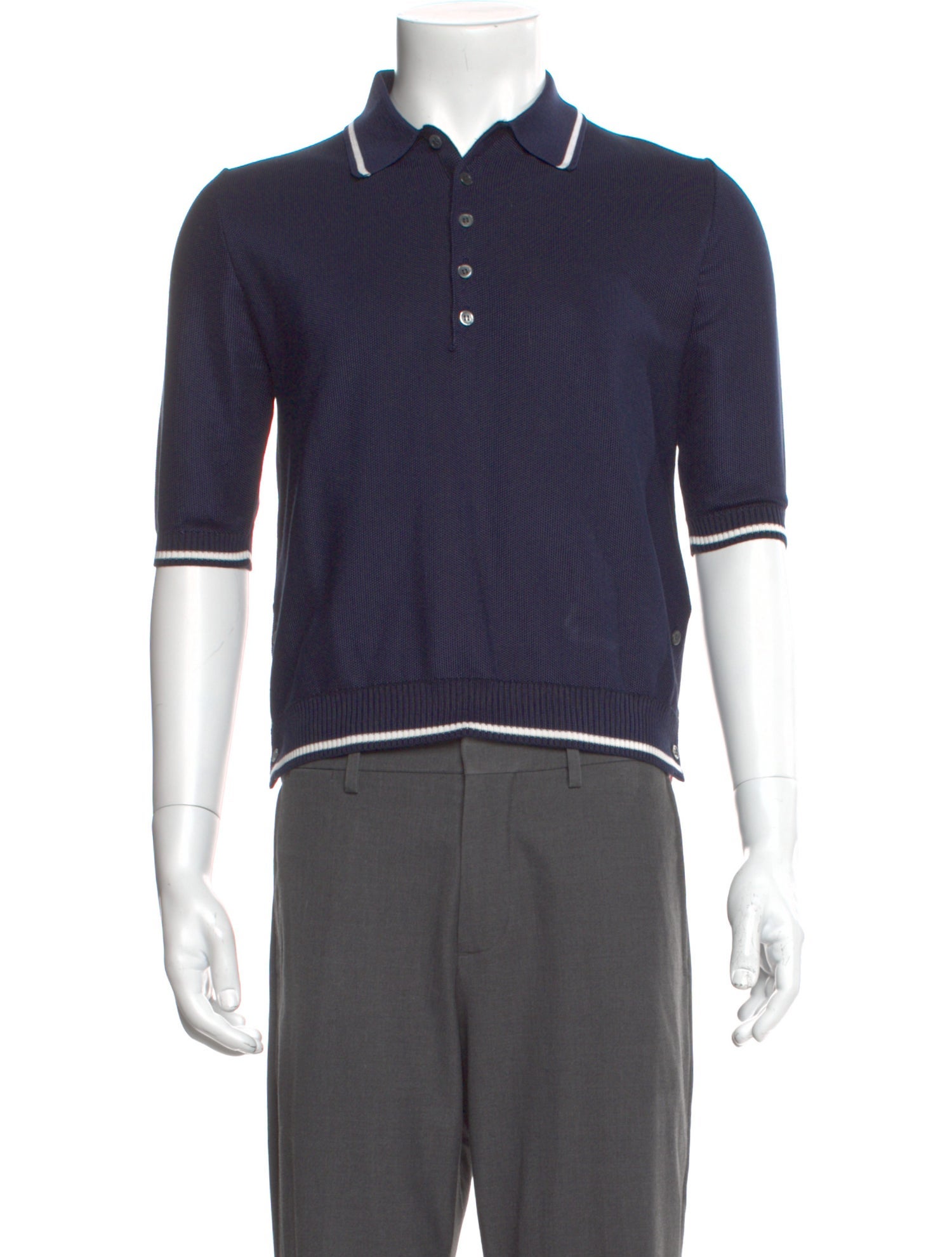 Thom Browne Silk Striped Polo Shirt