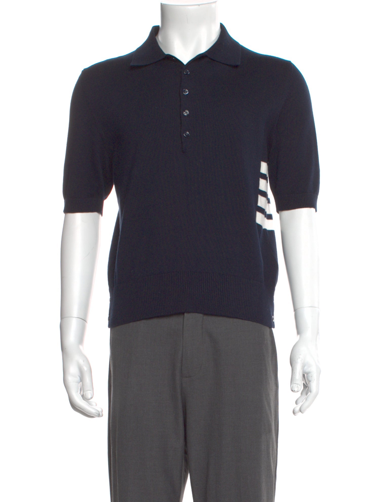 Thom Browne 4 Bar Stripe Crew Neck Polo Shirt