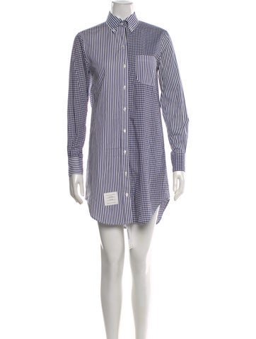Pre-owned Thom Browne Striped Mini Dress In Blue