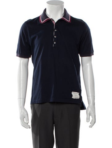 Pre-owned Thom Browne V-neck Short Sleeve Polo Shirt In Blue