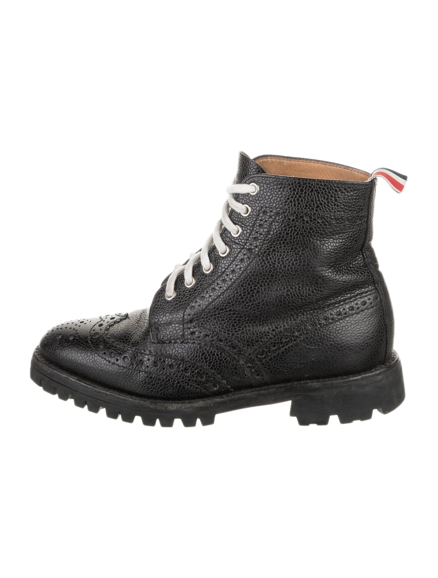 Thom Browne Leather Cutout Accent Combat Boots
