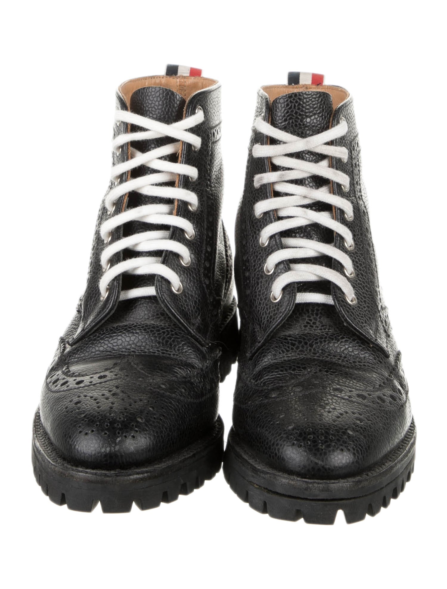 Thom Browne Leather Cutout Accent Combat Boots