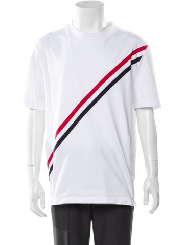 Pre-owned Thom Browne Striped Crew Neck T-shirt In White