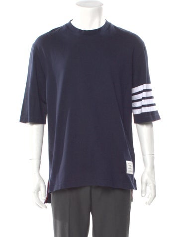 Pre-owned Thom Browne Crew Neck Short Sleeve T-shirt In Blue