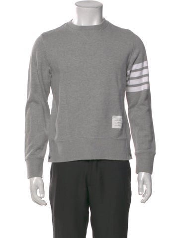 Pre-owned Thom Browne Striped Crew Neck Pullover In Gray