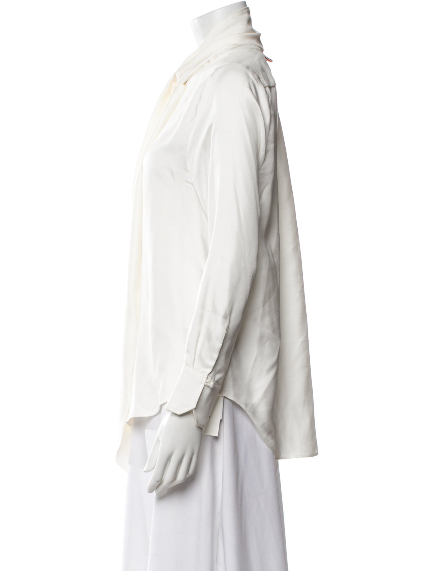Thom Browne Silk Tie Neck Blouse