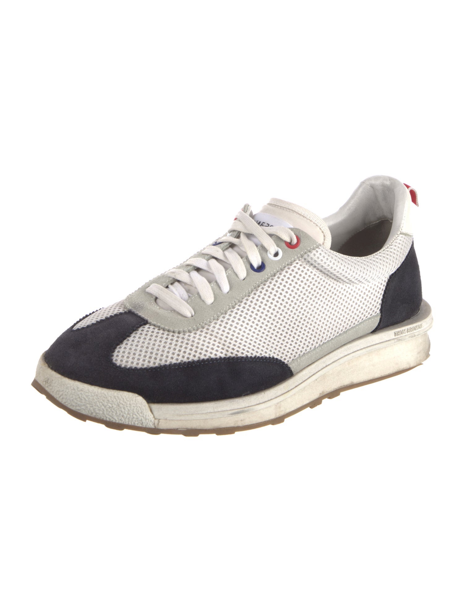 Thom Browne Suede Colorblock Pattern Sneakers