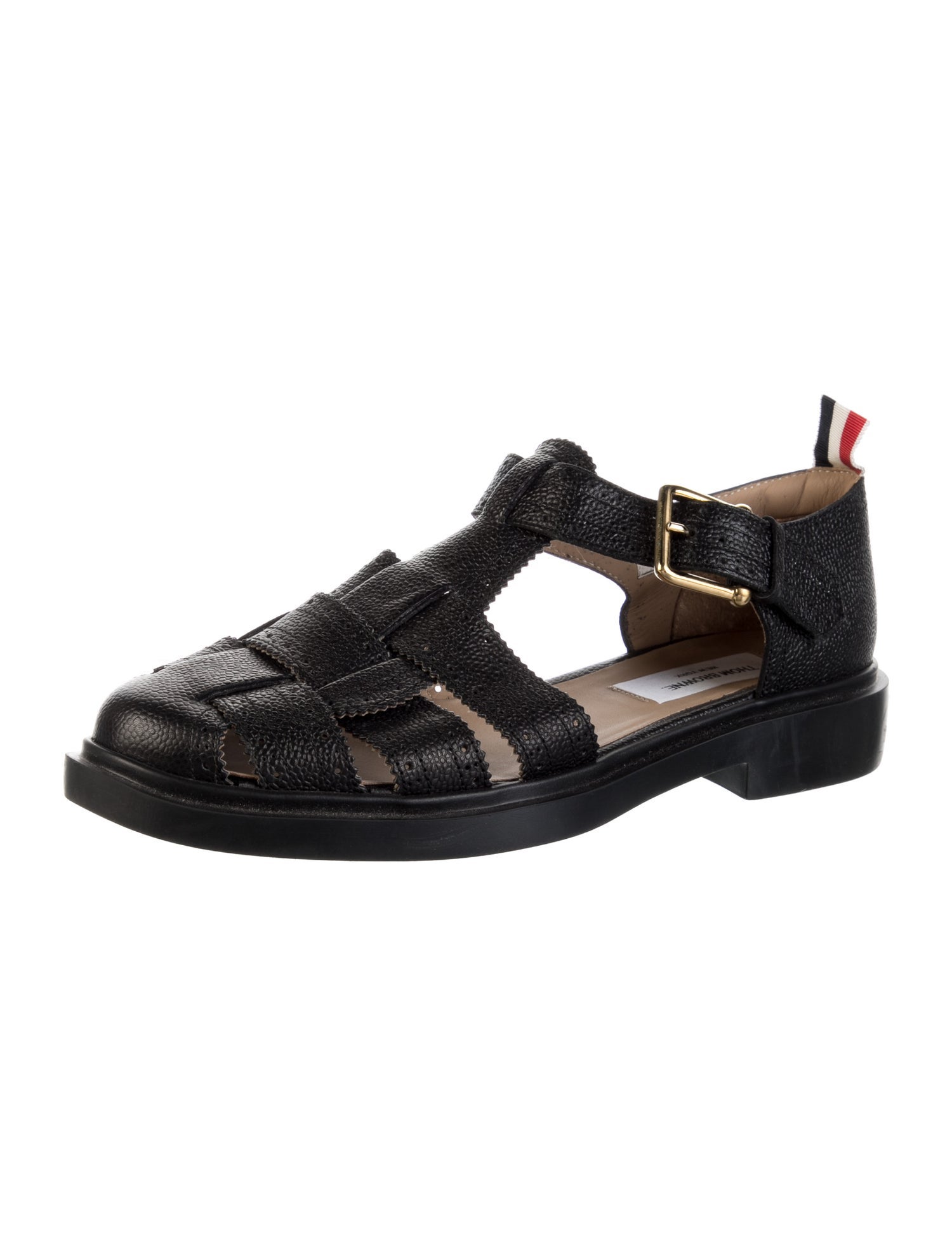 Thom Browne Leather Cutout Accent Sandals