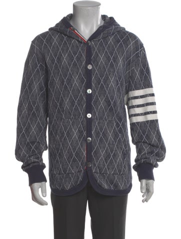 Pre-owned Thom Browne Printed V-neck Cardigan In Blue