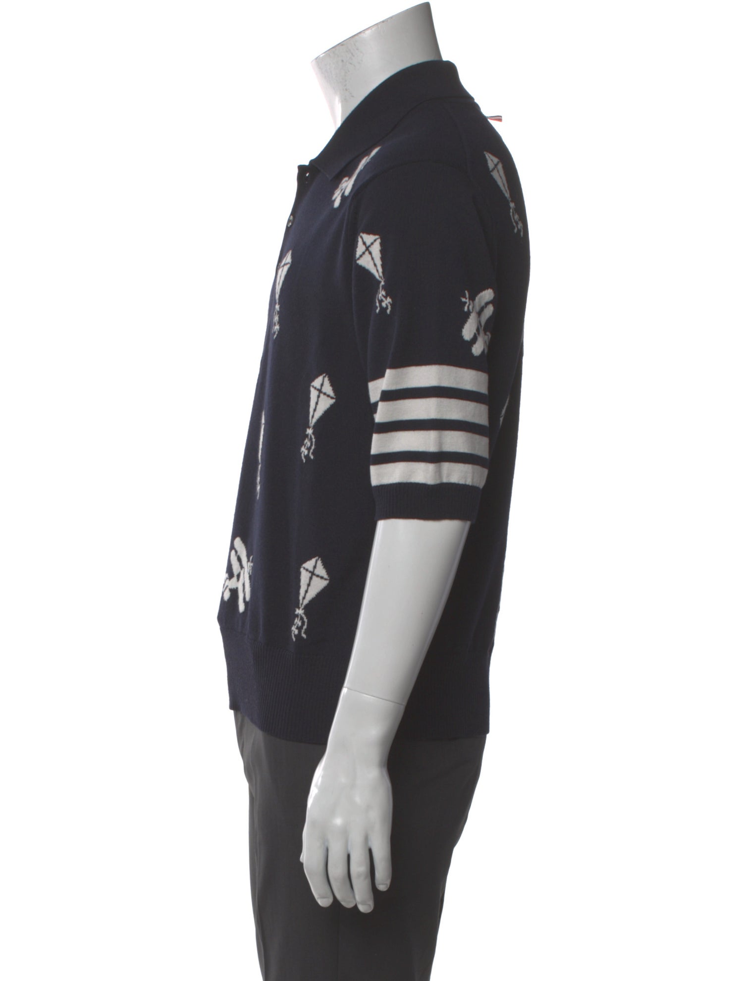 Thom Browne 4 Bar Stripe Merino Wool Polo Shirt