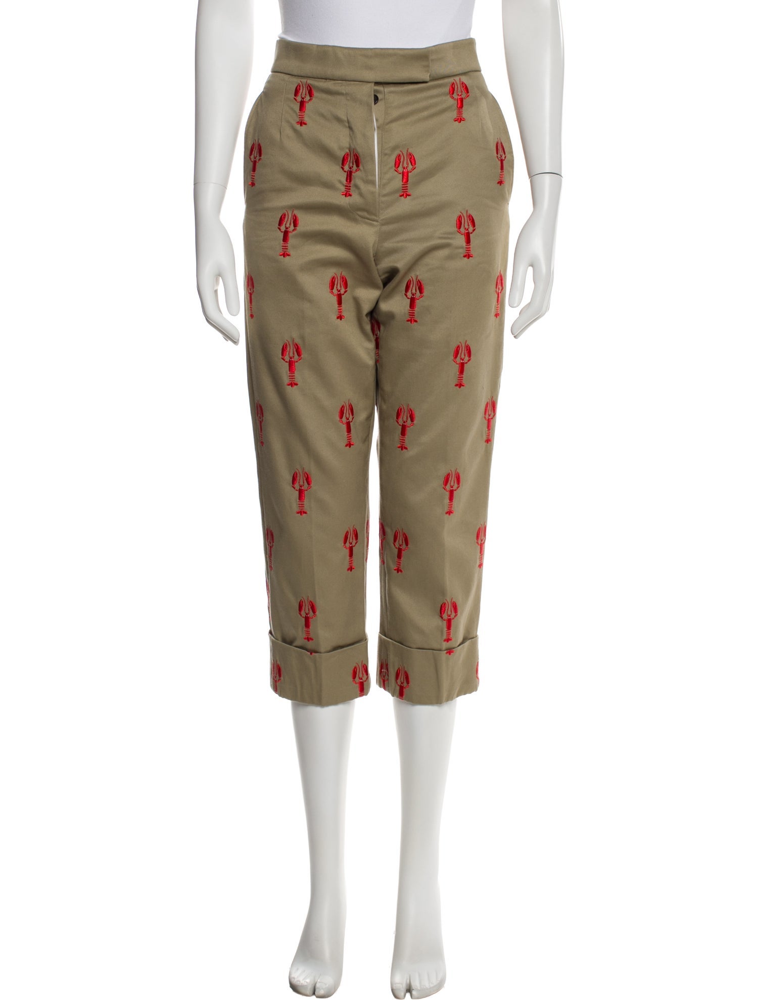 Thom Browne Lobster Embroidered Straight Leg Pants