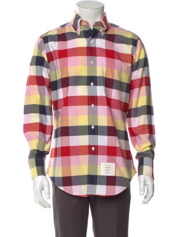 Pre-owned Thom Browne Plaid Print Long Sleeve Shirt In Red