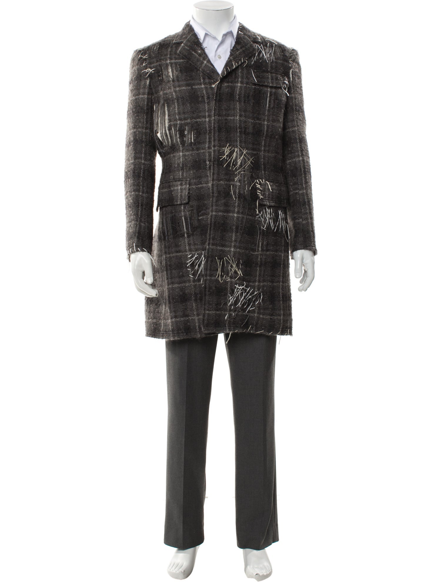 Thom Browne Wool Plaid Print Overcoat