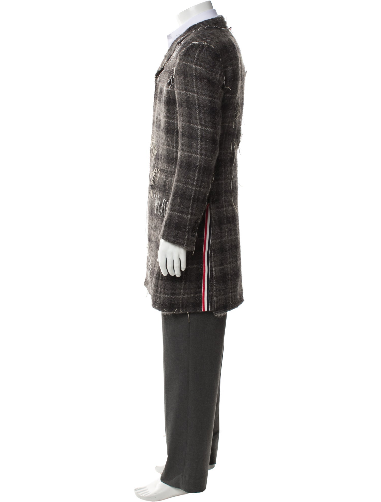 Thom Browne Wool Plaid Print Overcoat