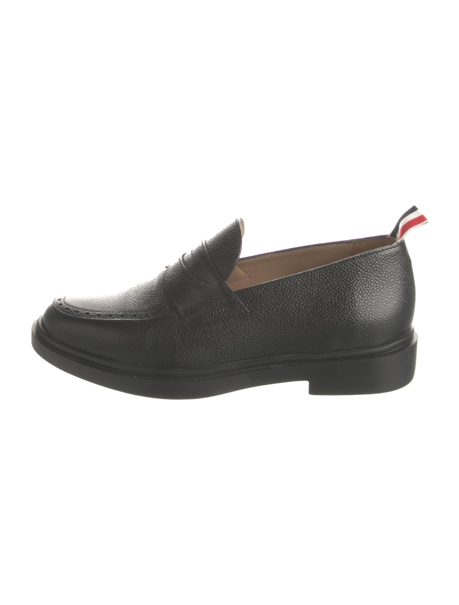 Thom Browne Leather Grosgrain Trim Loafers