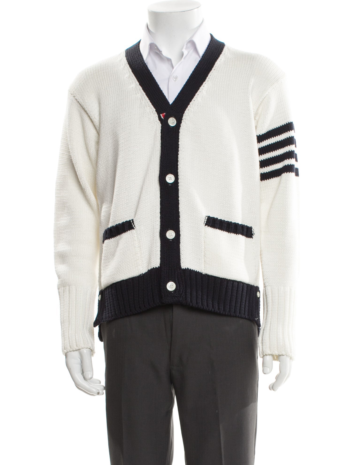Thom Browne 4-Bar Striped Cardigan