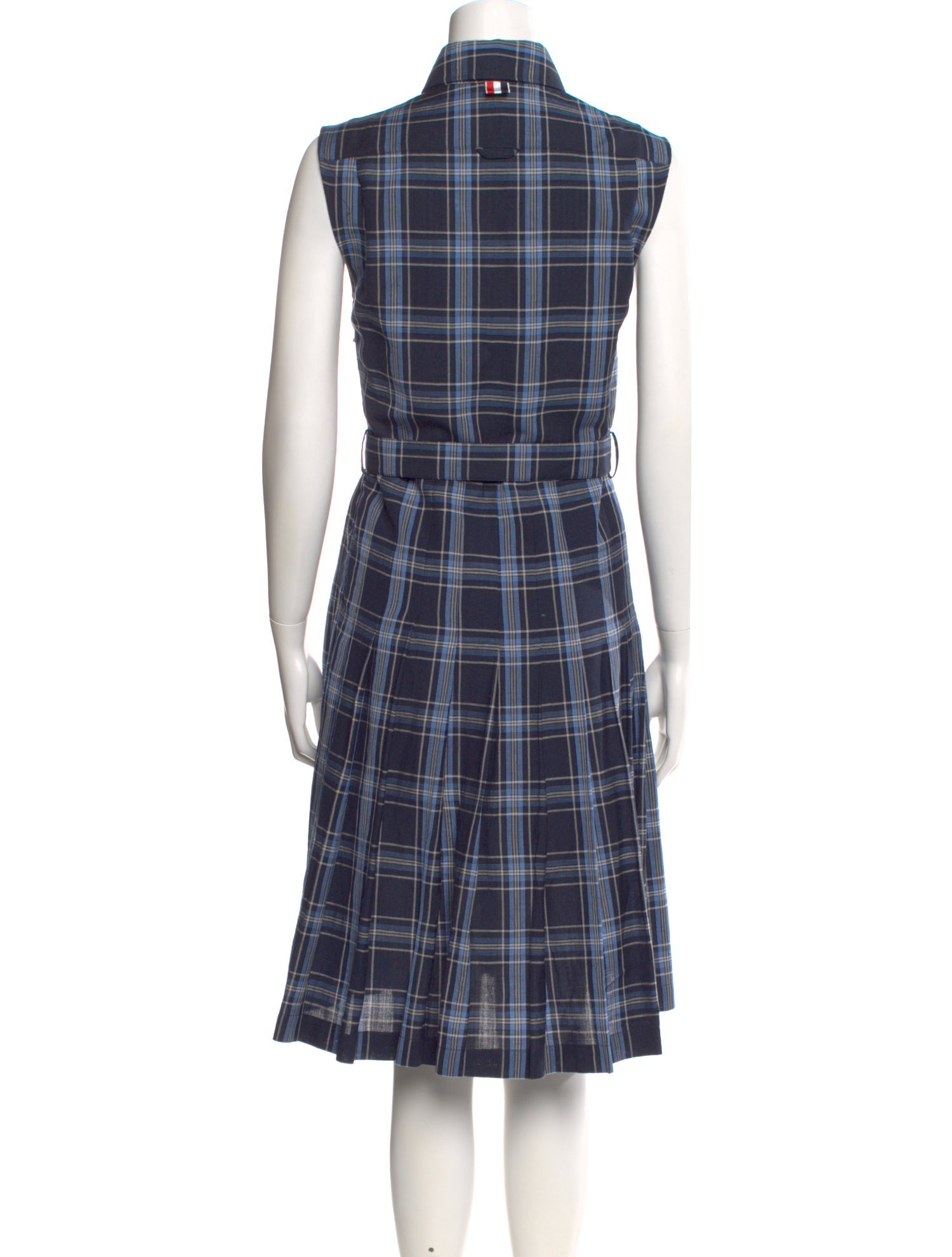 thom browne gingham dress Women's Gingham Satin Ribbon Tweed Mini Pencil Dress With Swarovski Crystal in Med Grey Size 42