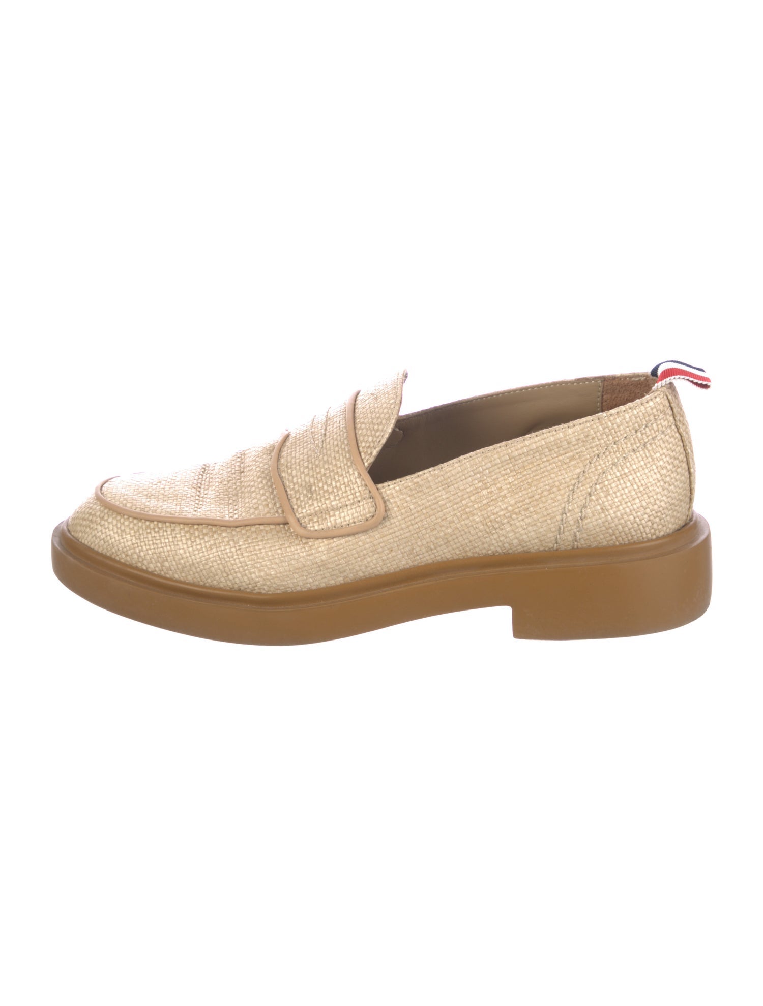 Thom Browne Straw Leather Trim Embellishment Loafers