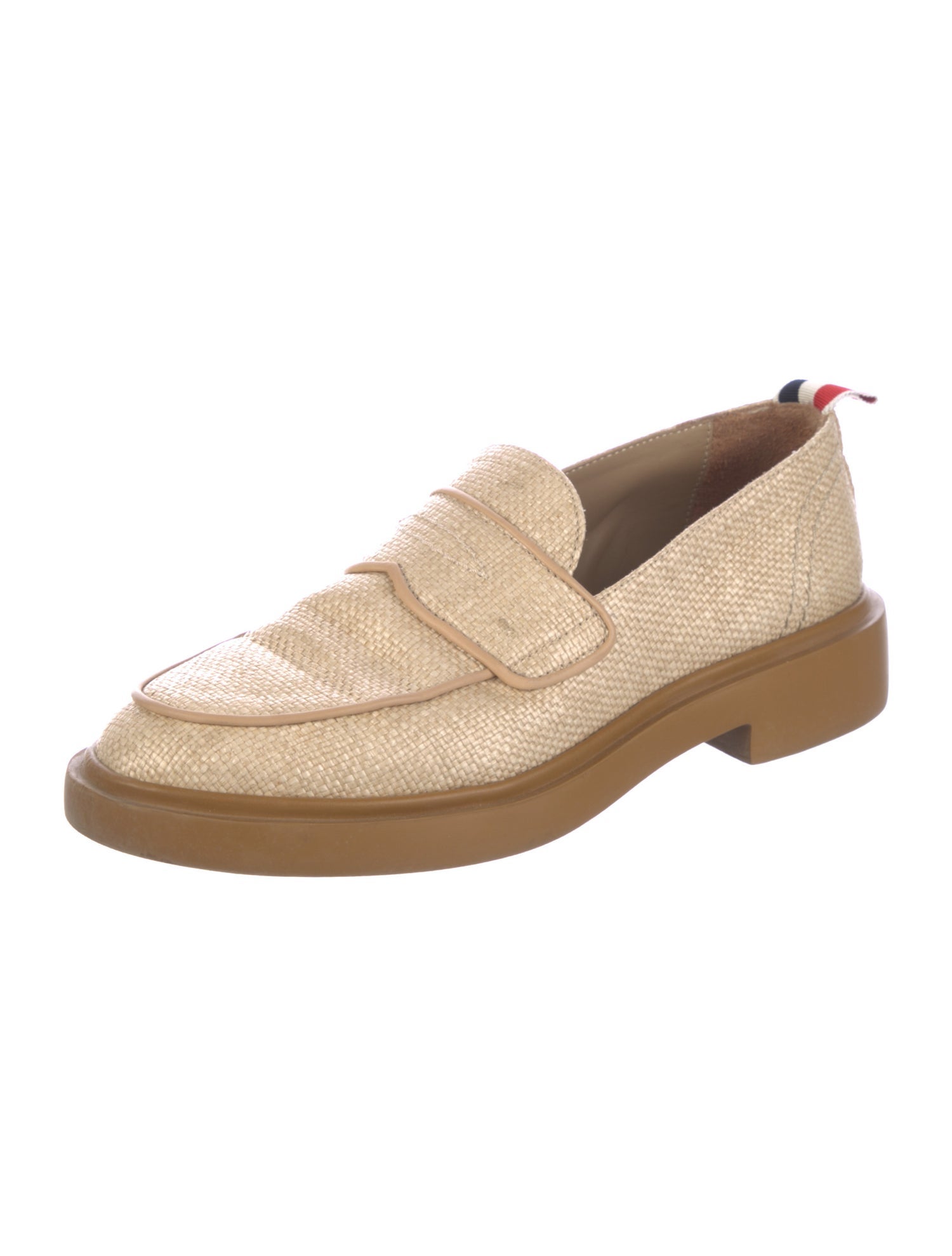 Thom Browne Straw Leather Trim Embellishment Loafers