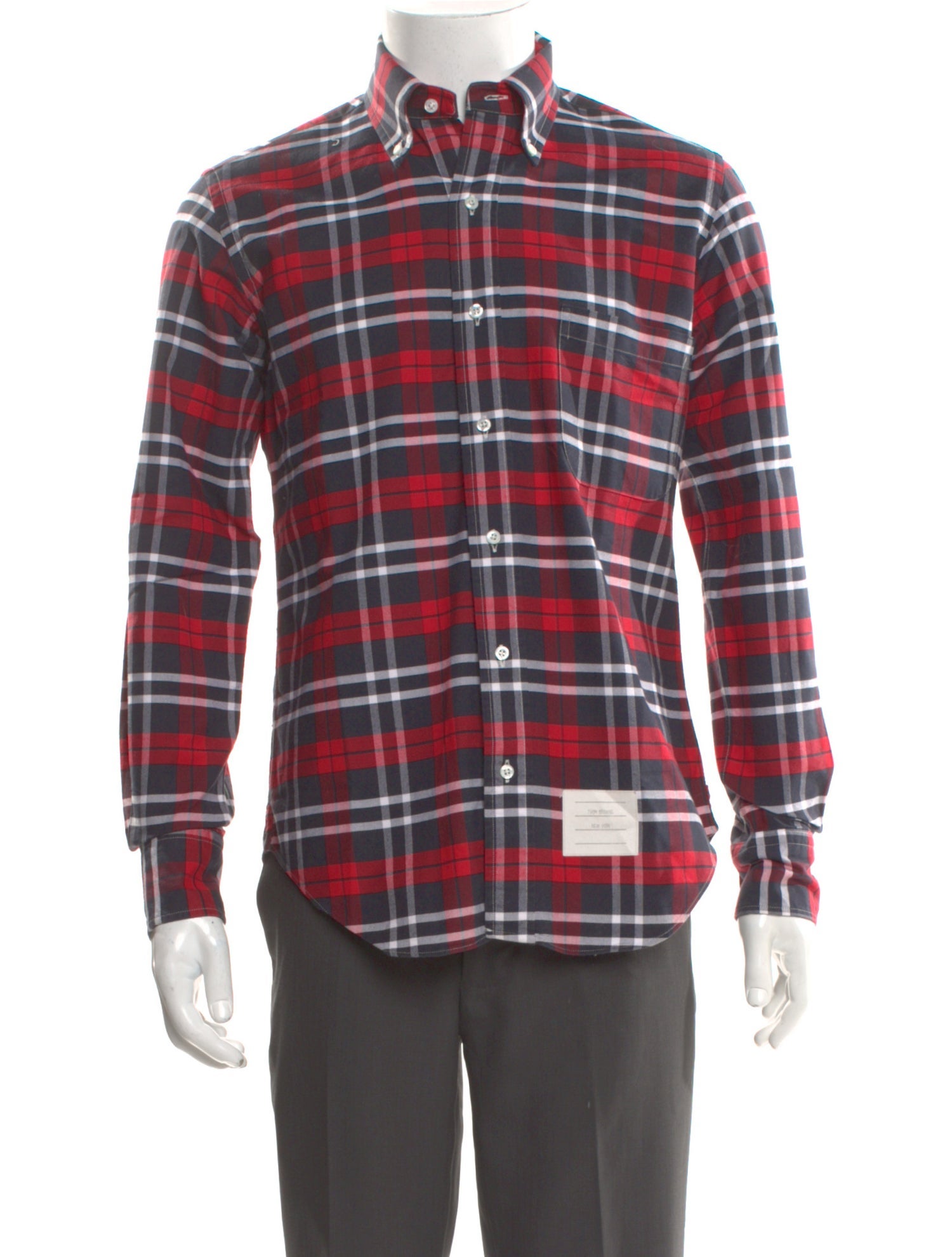 Thom Browne Flannel Print Plaid Print Shirt