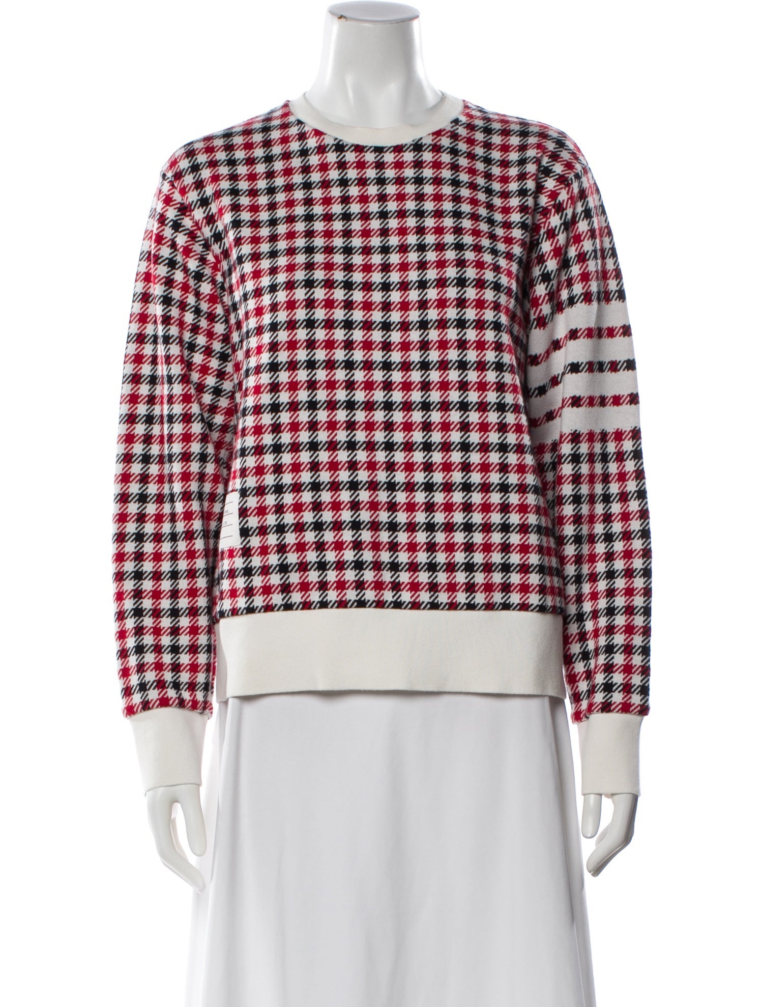 Thom Browne Houndstooth 4 Bar Stripe Plaid Print Sweater