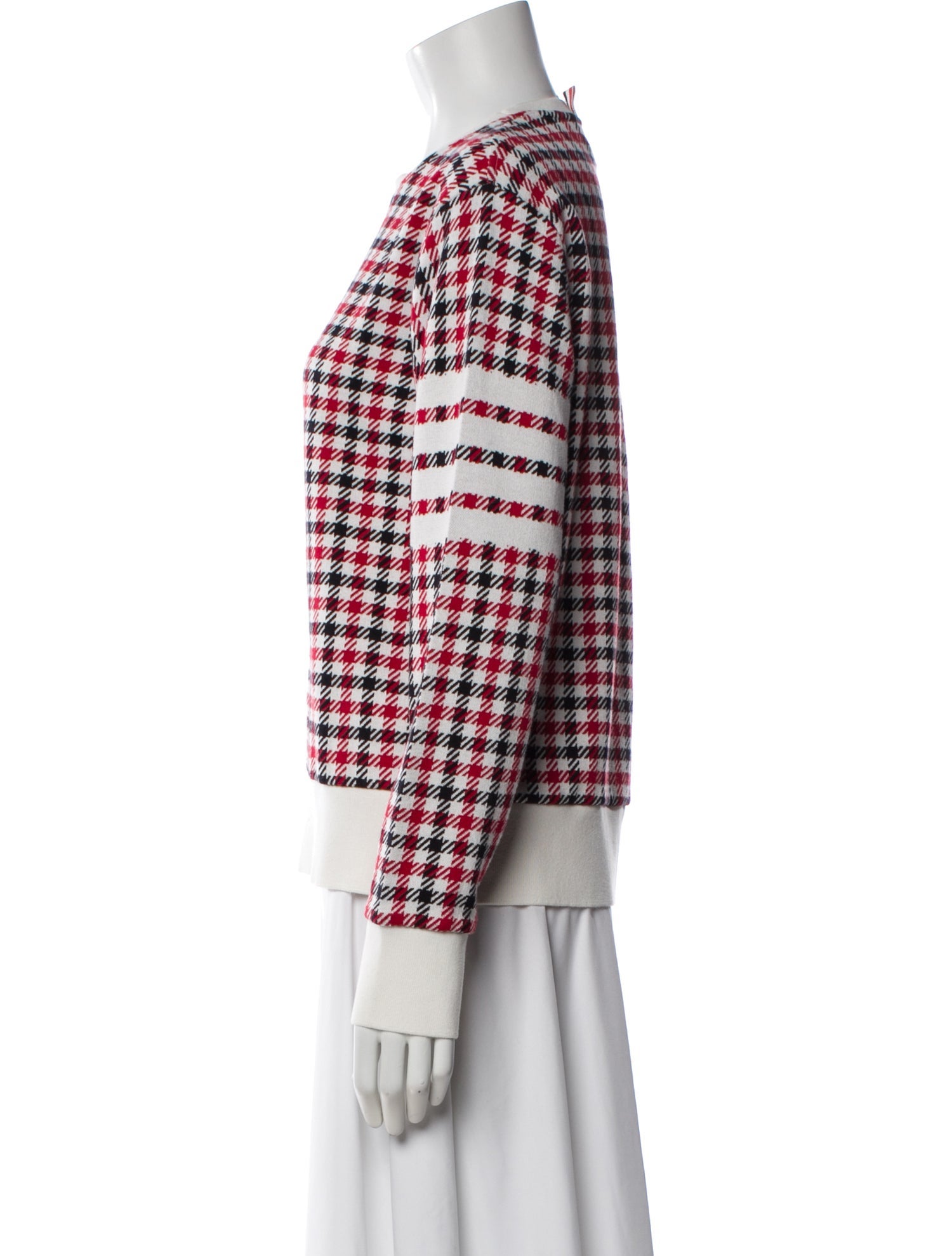 Thom Browne Houndstooth 4 Bar Stripe Plaid Print Sweater