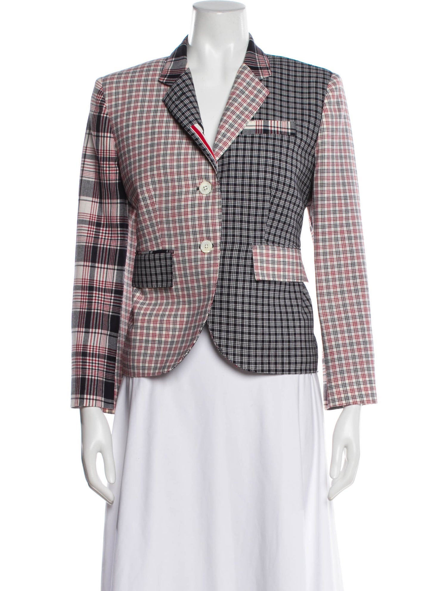 Thom Browne Wool Plaid Print Blazer