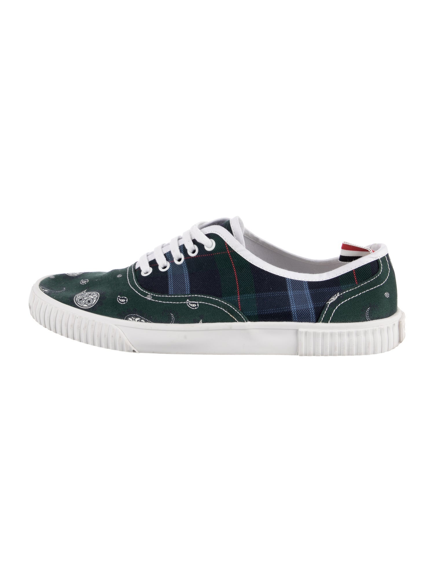 Thom Browne Canvas Plaid Print Sneakers