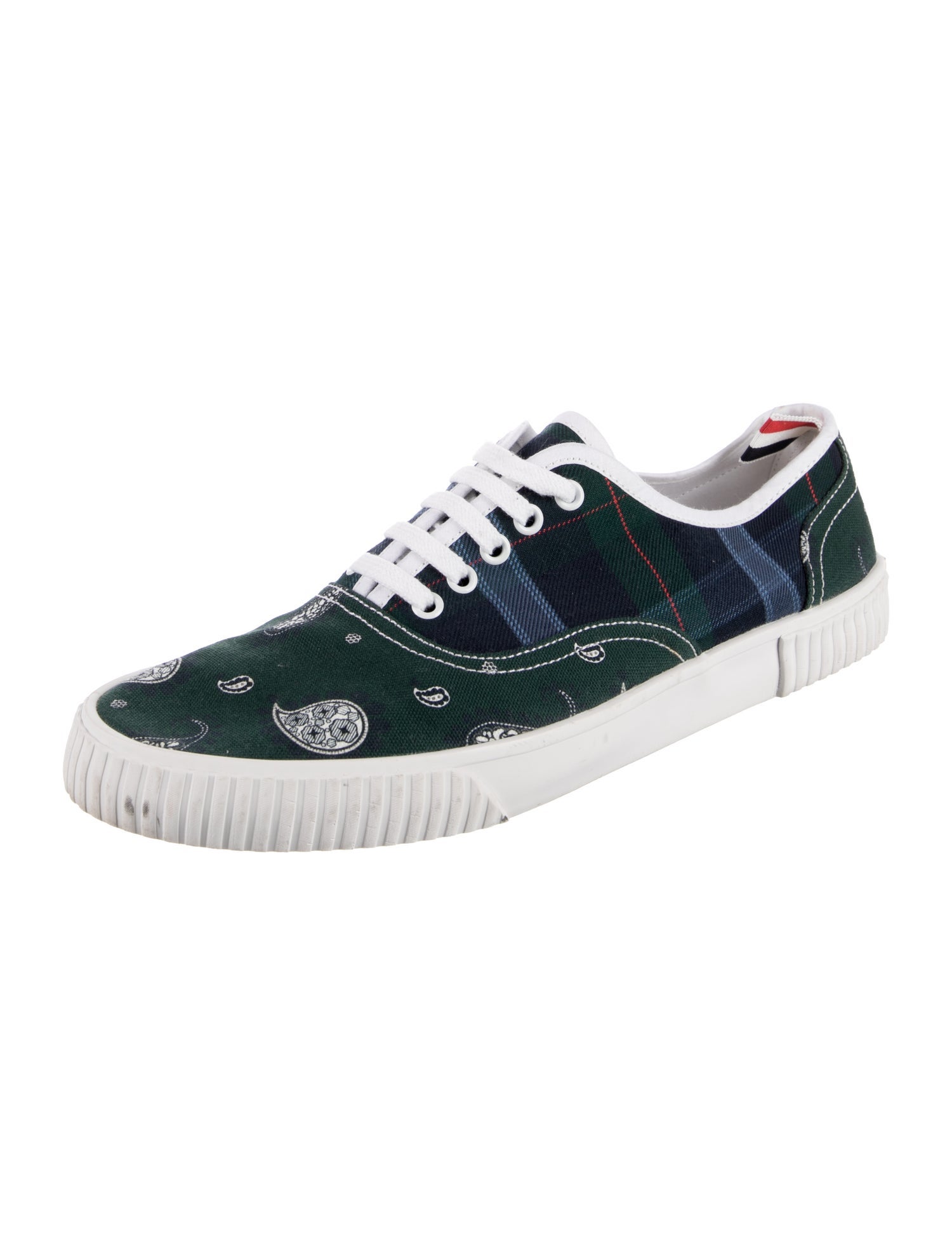 Thom Browne Canvas Plaid Print Sneakers