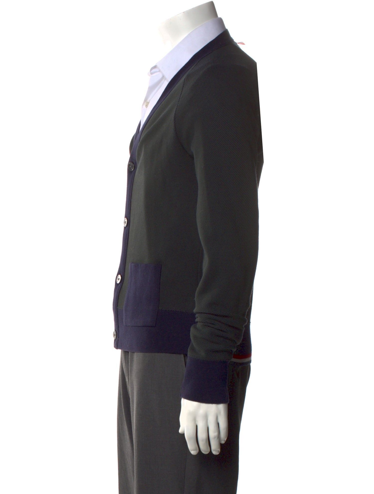Thom Browne Colorblock Pattern V-Neck Cardigan