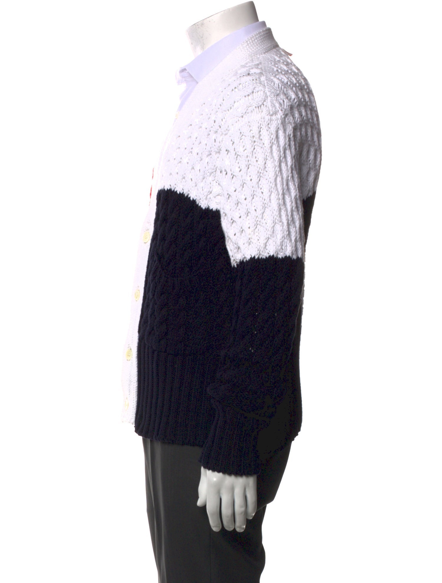 Thom Browne Colorblock Pattern Open Front Cardigan