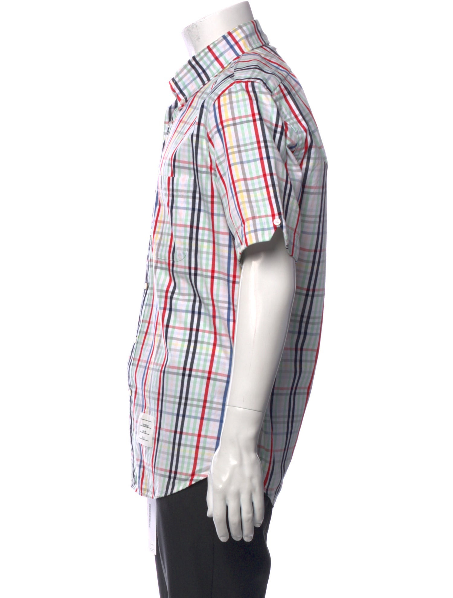 Thom Browne Plaid Print Collar Polo Shirt