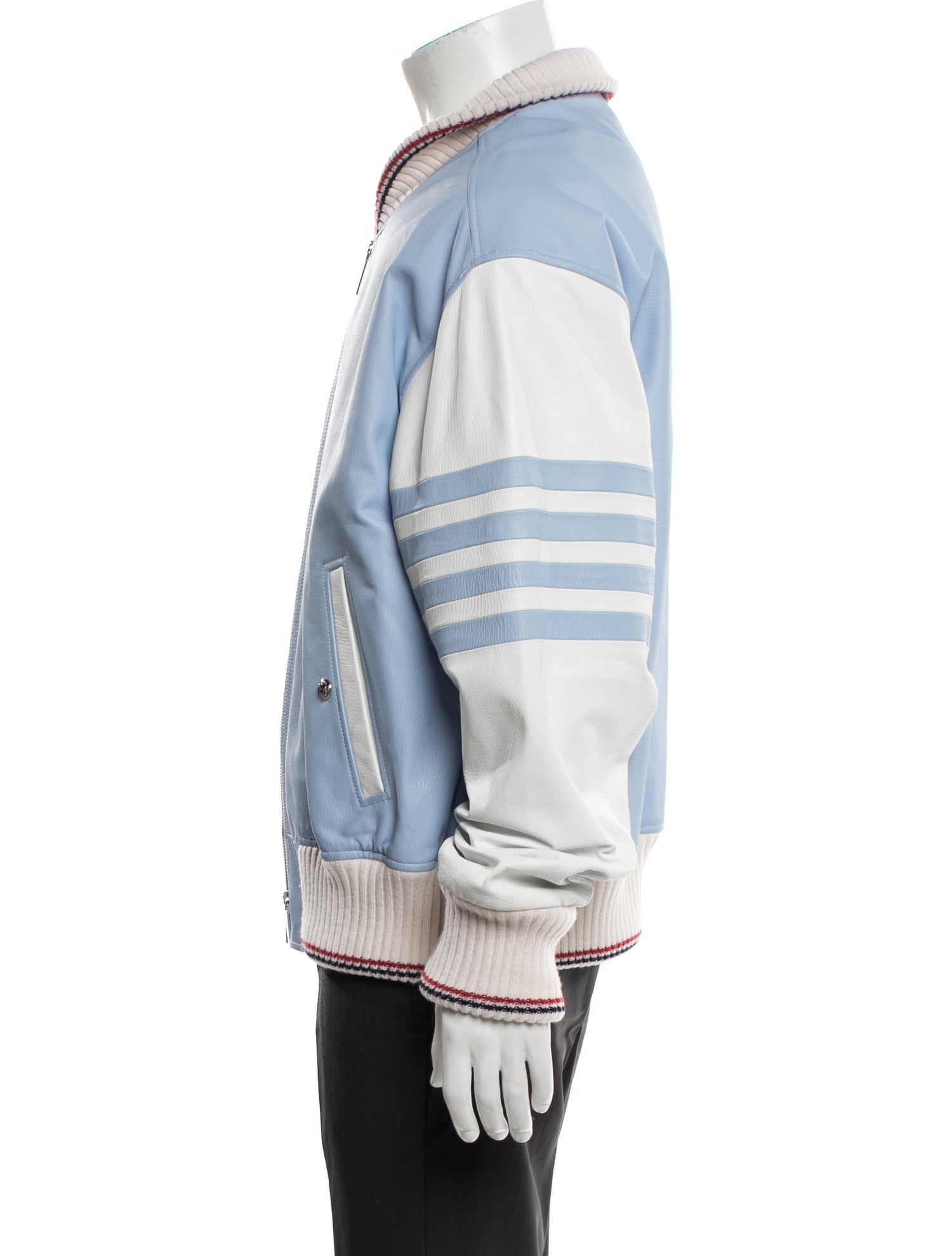 Thom Browne 4-Bar Varsity Lamb Leather Bomber Jacket