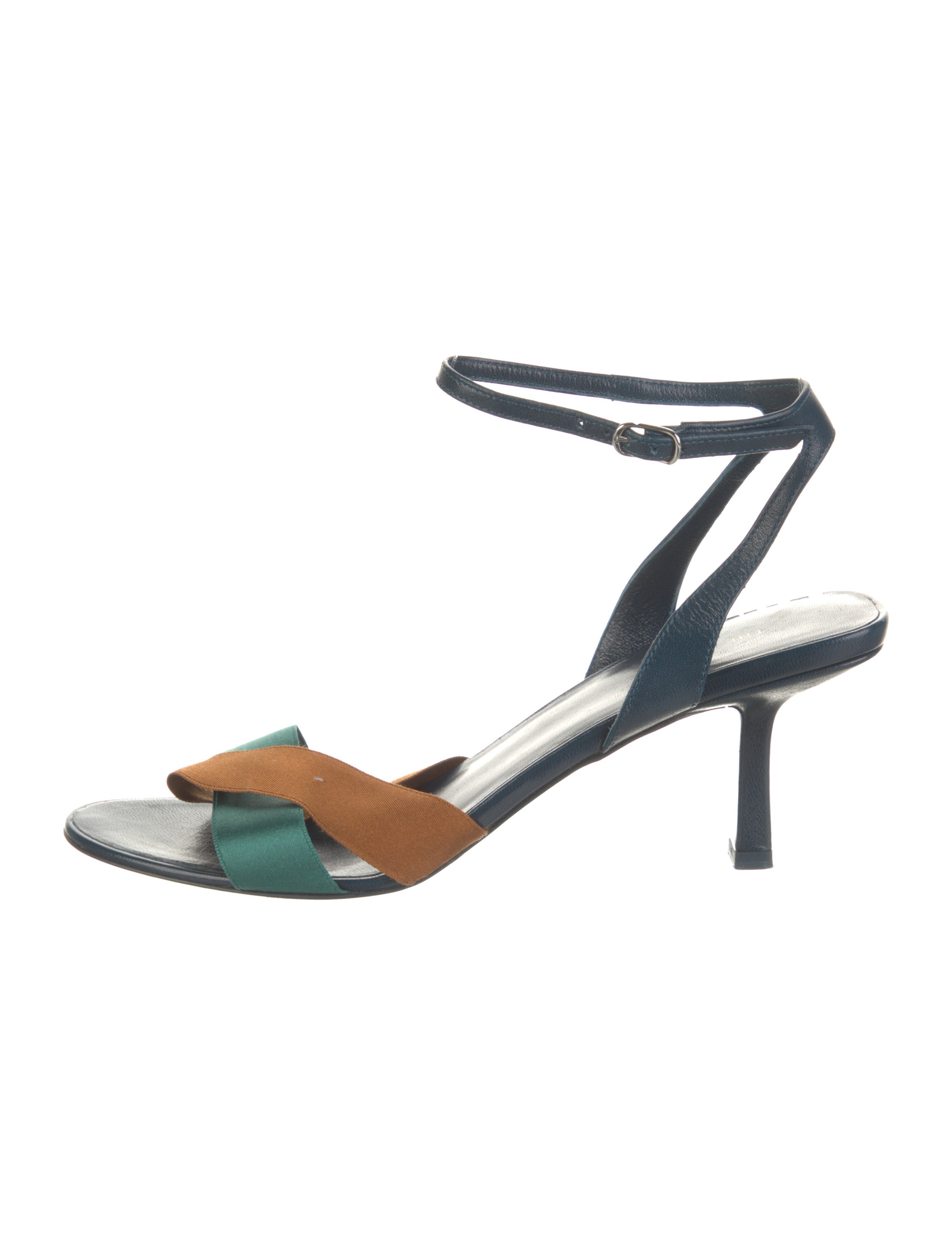 The Row Leather Colorblock Pattern Sandals Blue Sandals, Shoes THR114881 The RealReal