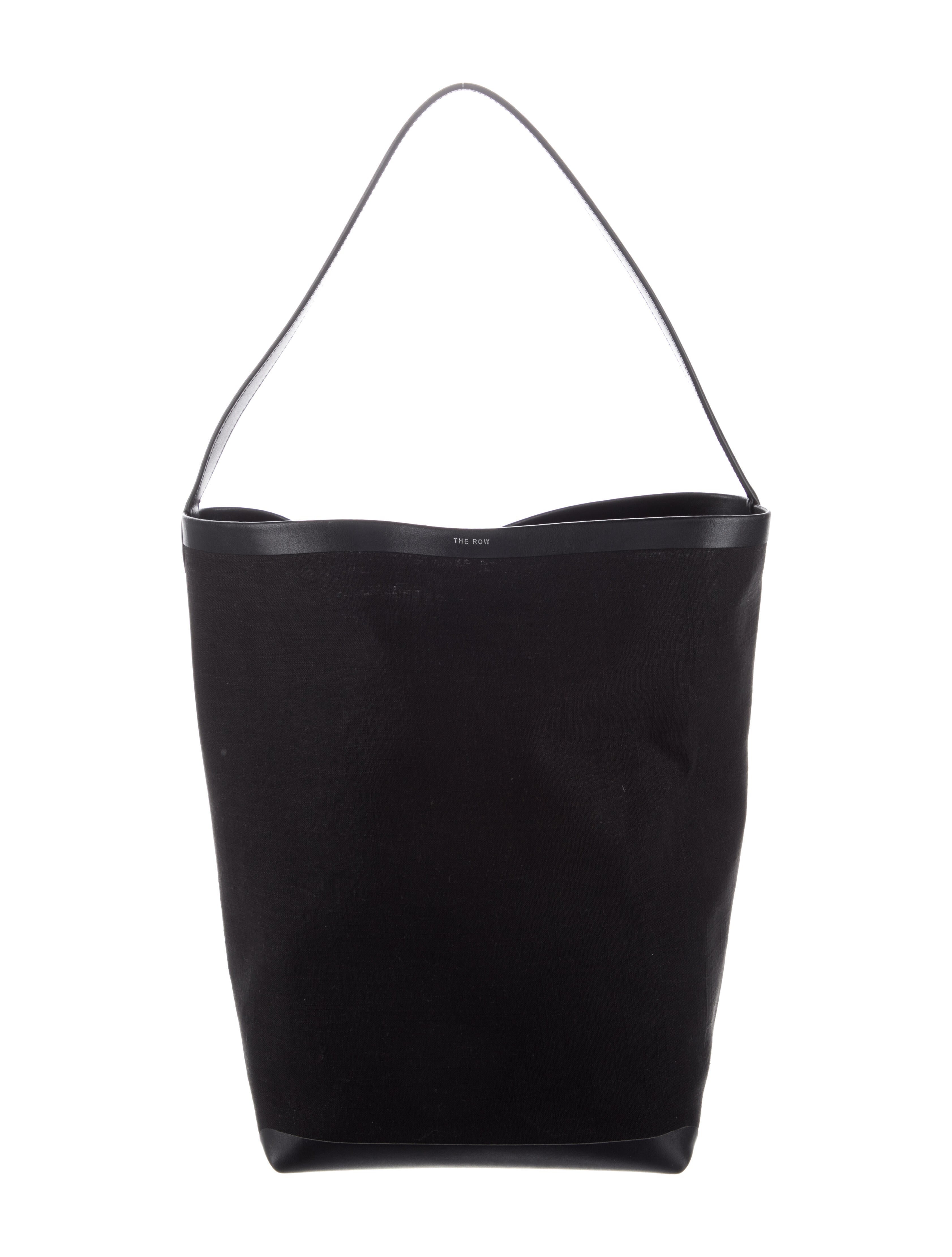 The Row LeatherTrimmed Canvas Bucket Bag Black Bucket Bags, Handbags