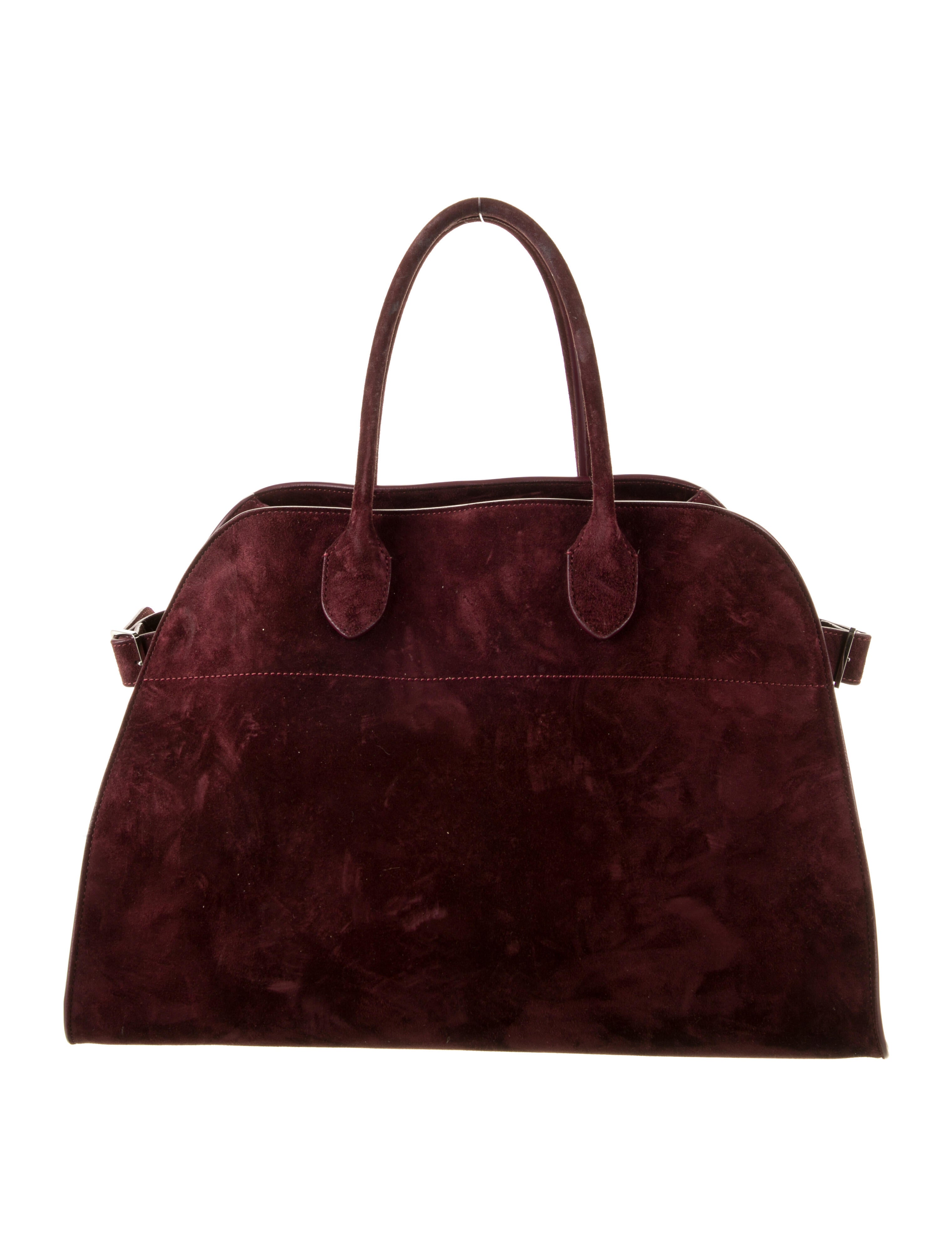 The Row Soft Margaux 15 Suede Handle Bag - Burgundy Handle Bags