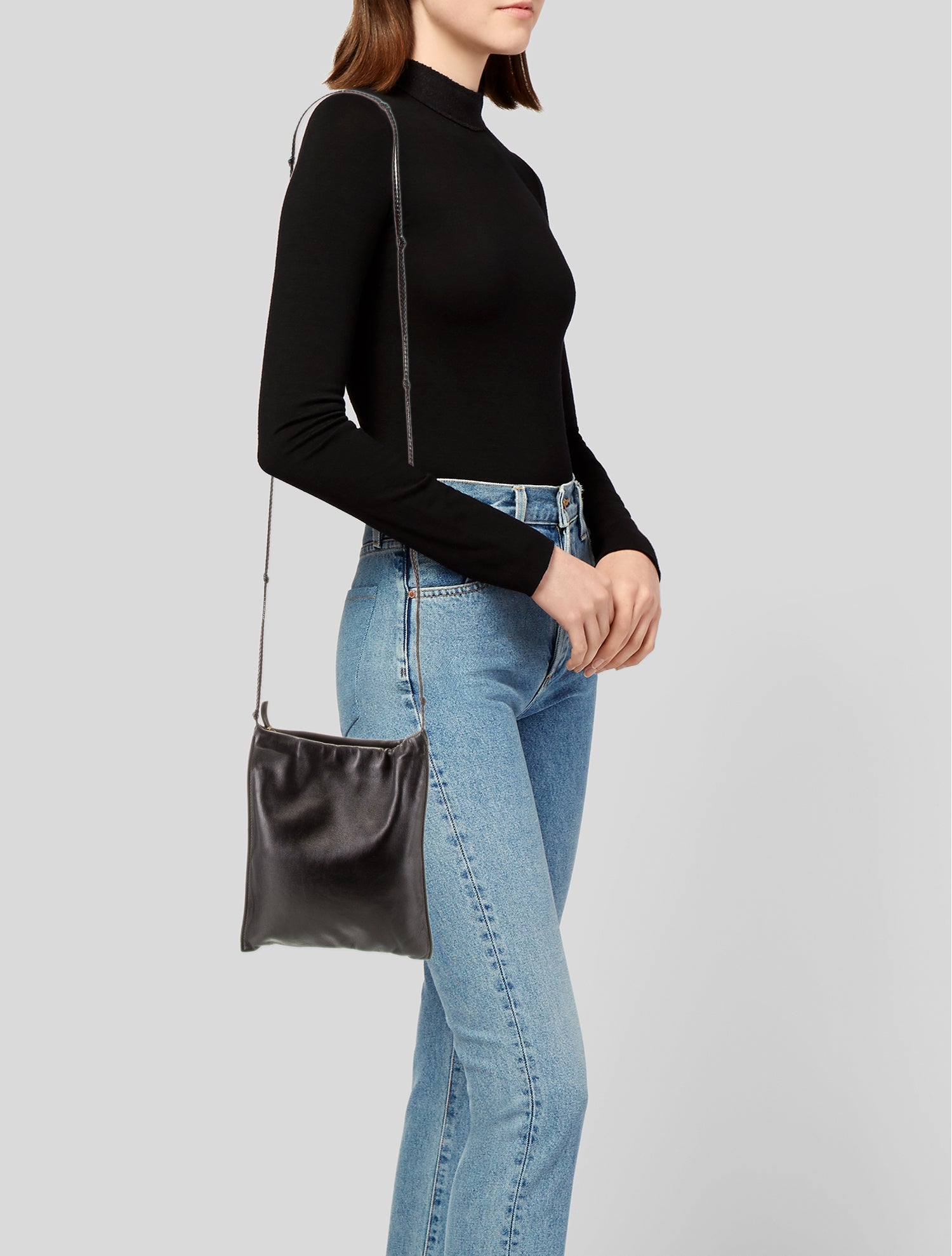 The Row Leather Medicine Pouch - Black Crossbody Bags