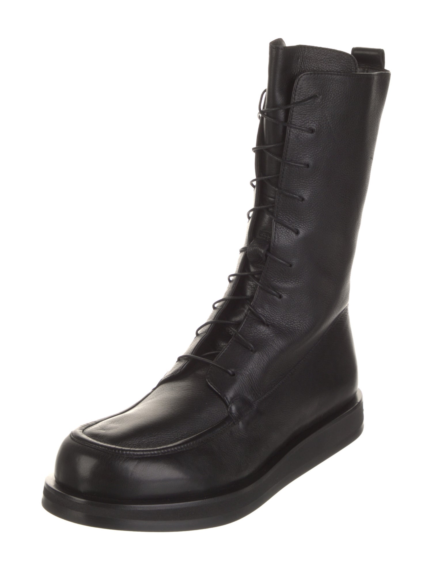 The Row Leather Printed Combat Boots
