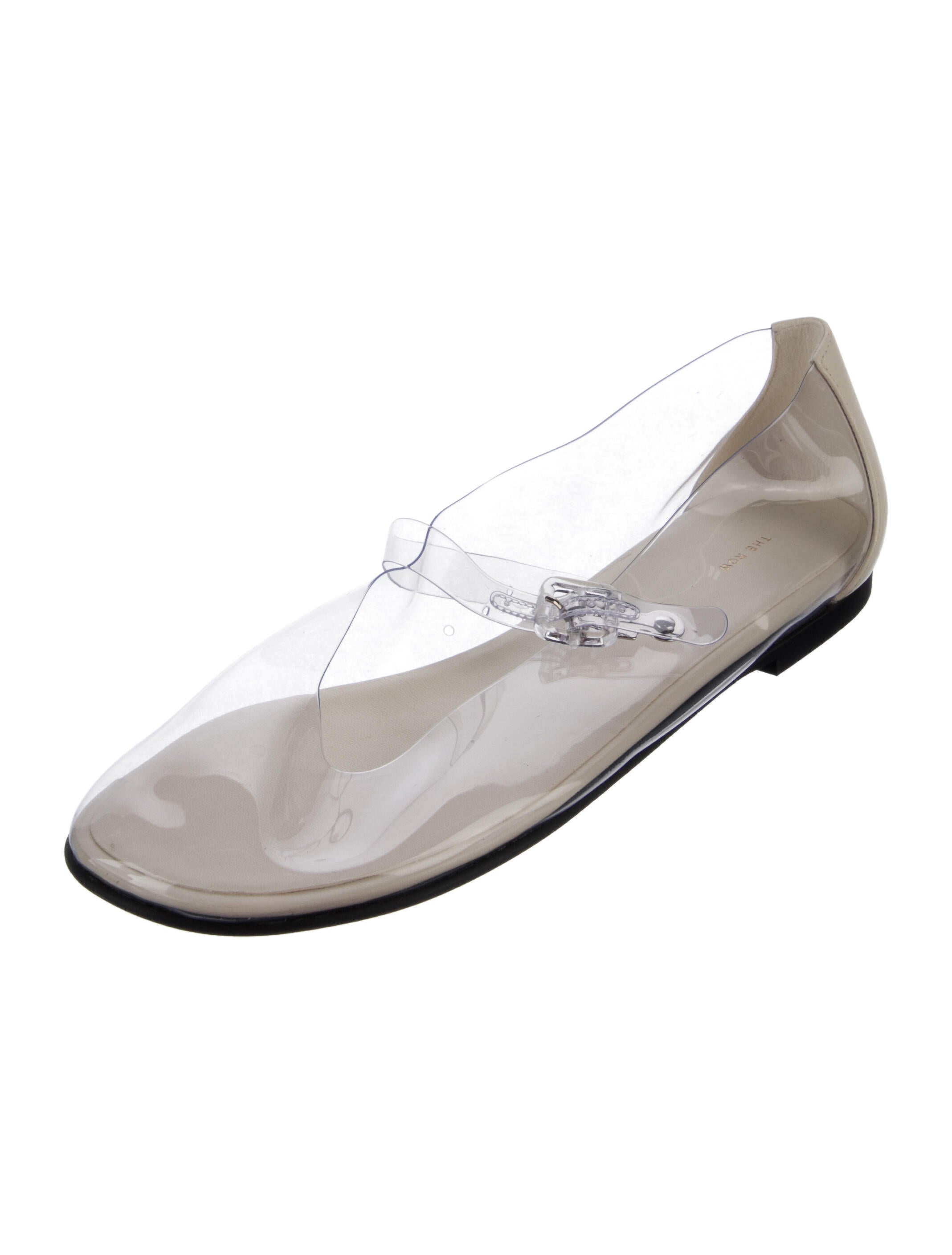 The Row PVC Leather Trim Embellishment Mary Jane Flats