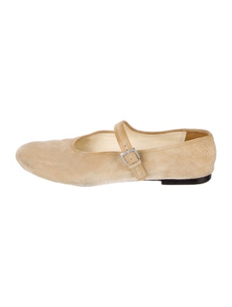 The Row Suede Mary Jane Flats