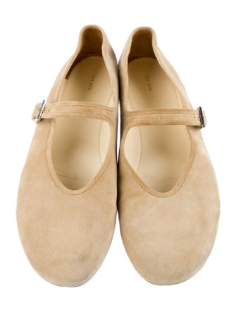 The Row Suede Mary Jane Flats