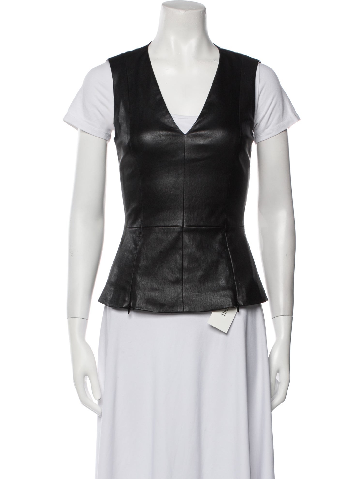 The Row Leather V-Neck Top