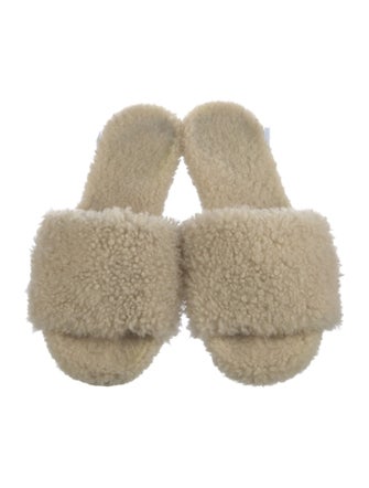 The Row Shearling Slides