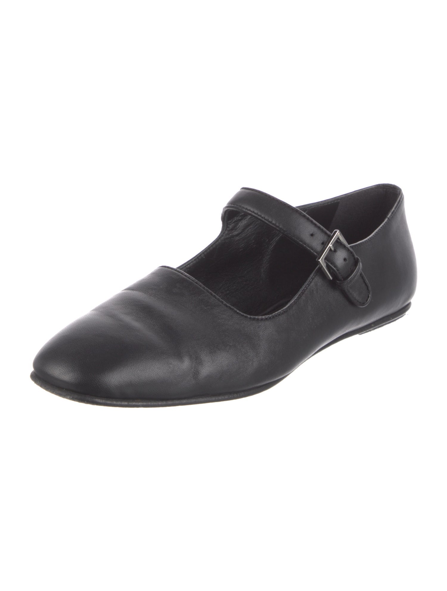 The Row Leather Mary Jane Flats