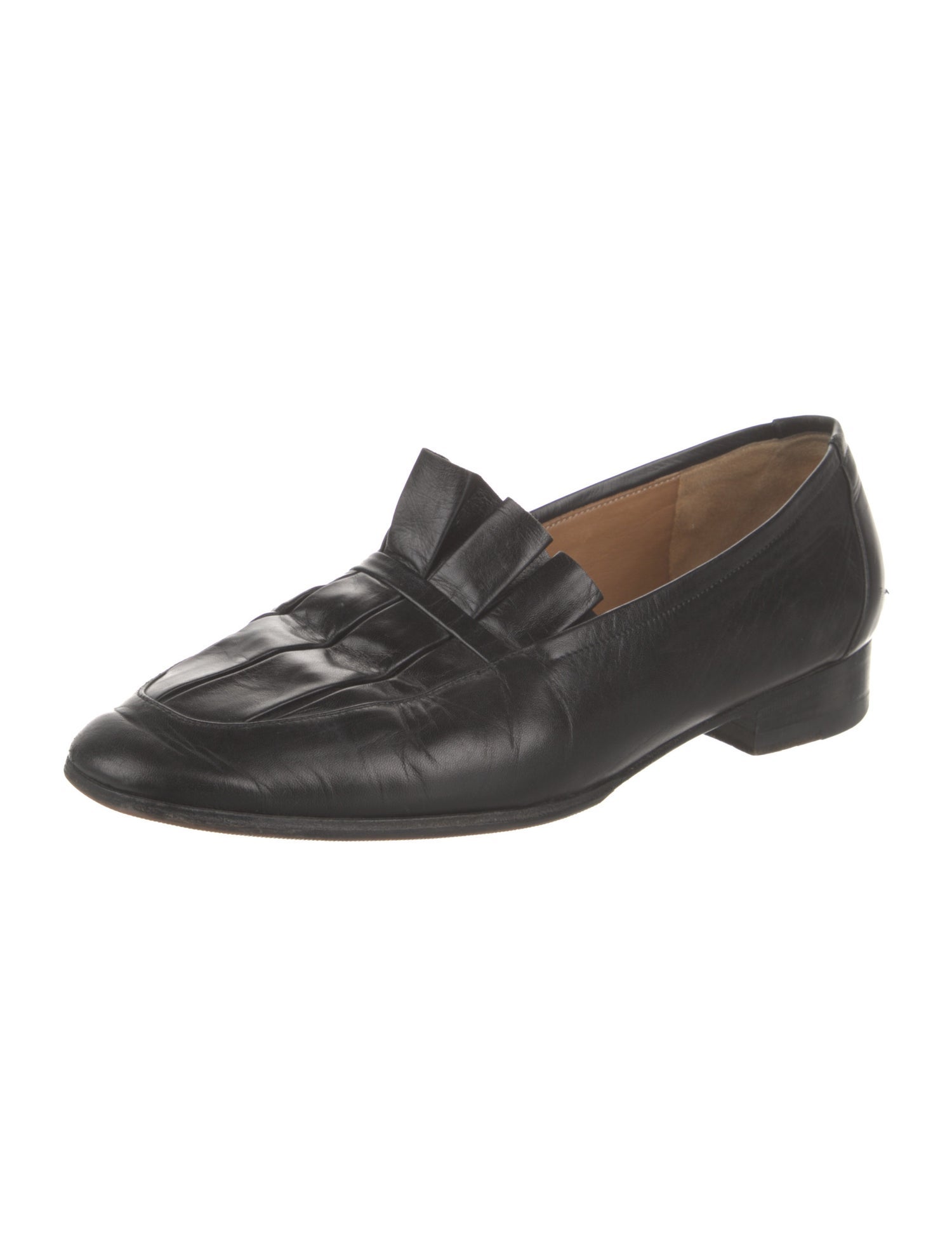 The Row Leather Pleated Accents Loafers