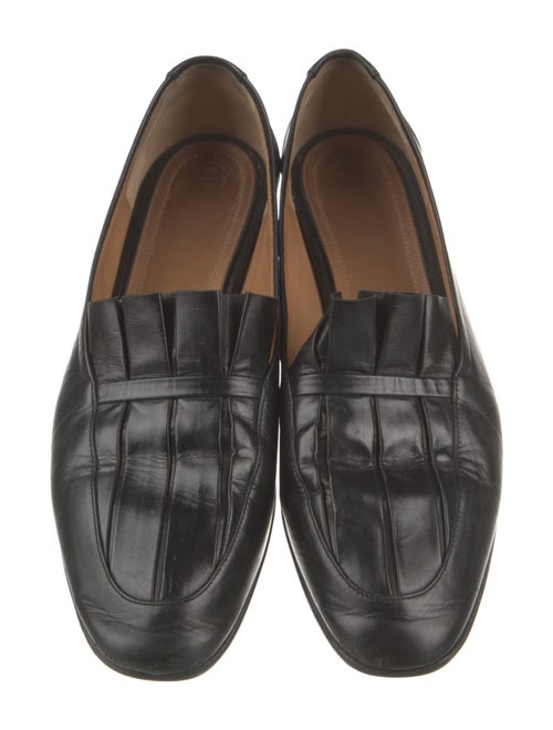 The Row Leather Pleated Accents Loafers